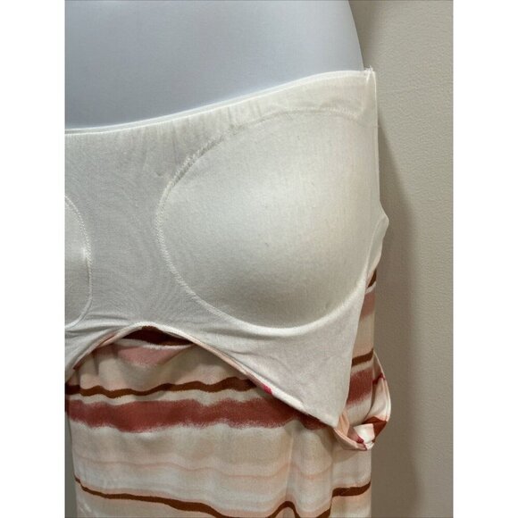 Soma Sleeveless Built In Bra Maxi Dress Pockets in Blush Pink Sea Stripe Size XS - Picture 7 of 10